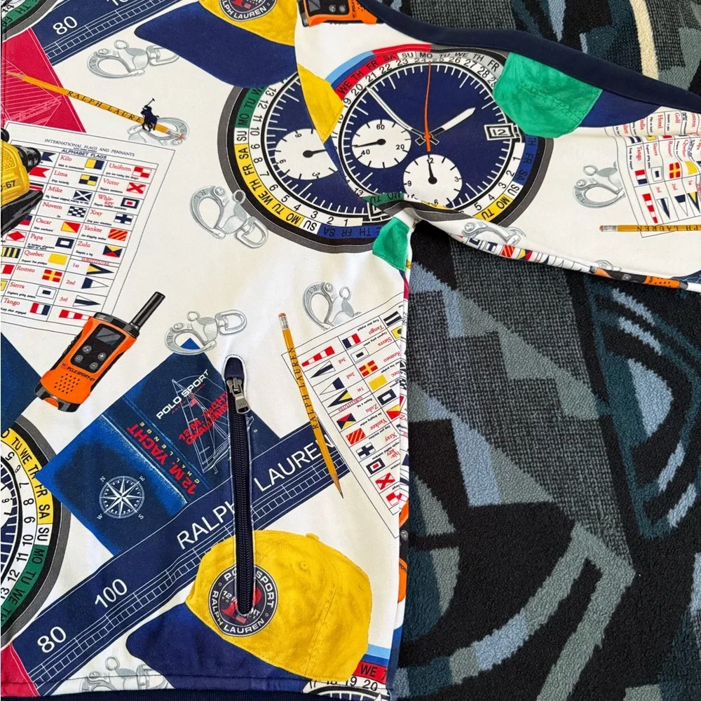Polo Ralph Lauren Double-Knit Yacht Challenge Nautical Polo Sport Graphic Jacket